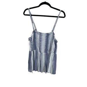 torrid Blue & White Striped Smocked Babydoll Tank